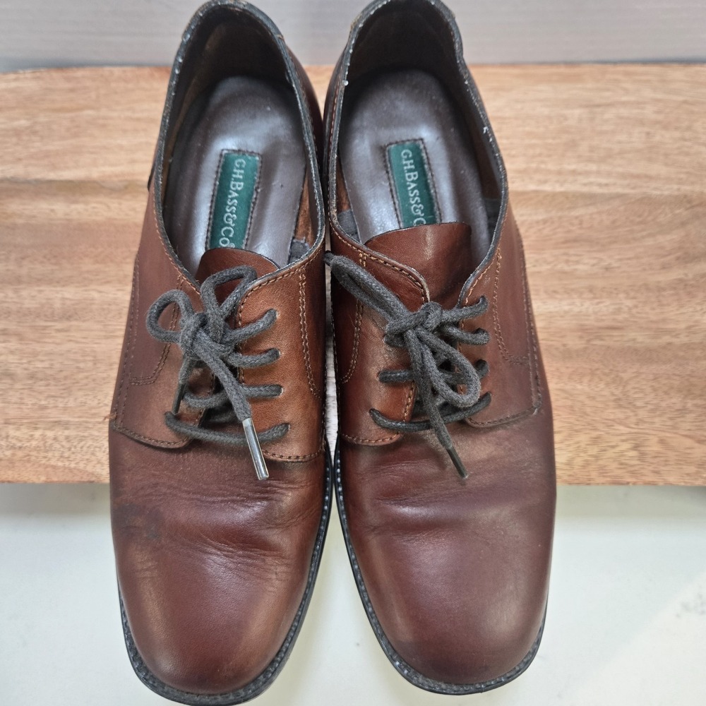 G.H. Bass & Co‎ Brown Leather Oxford Dress Shoes Lace Up Classic Men's 8.5 Est